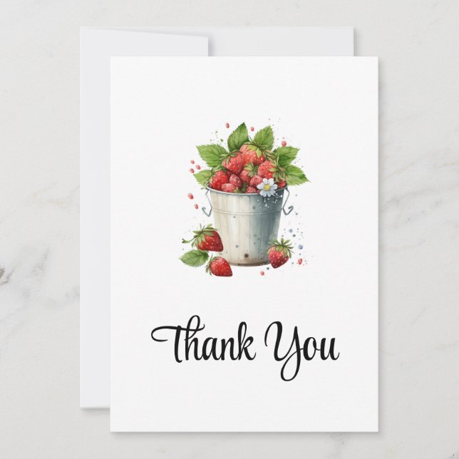 Strawberries in a Bucket Thank You Card (Front)