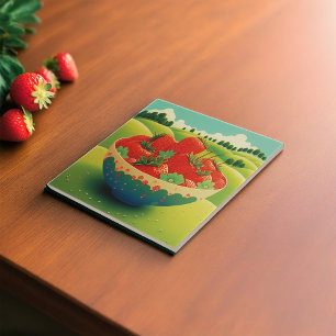 Strawberries In A Meadow Ceramic Tile