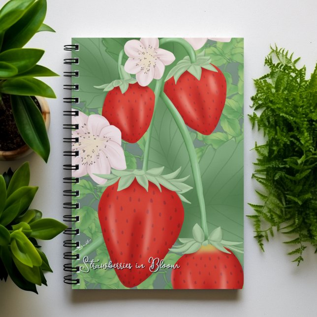 Strawberries in Bloom – Customizable front text Notebook (Creator Uploaded)