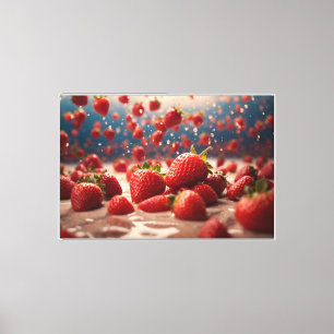 Strawberries In Syrup Stretched Canvas Print