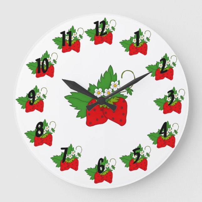 Strawberries Large Clock (Front)