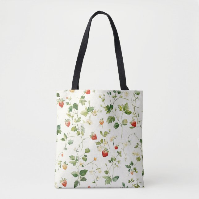 Strawberries Leaves Garden Tote Bag (Front)