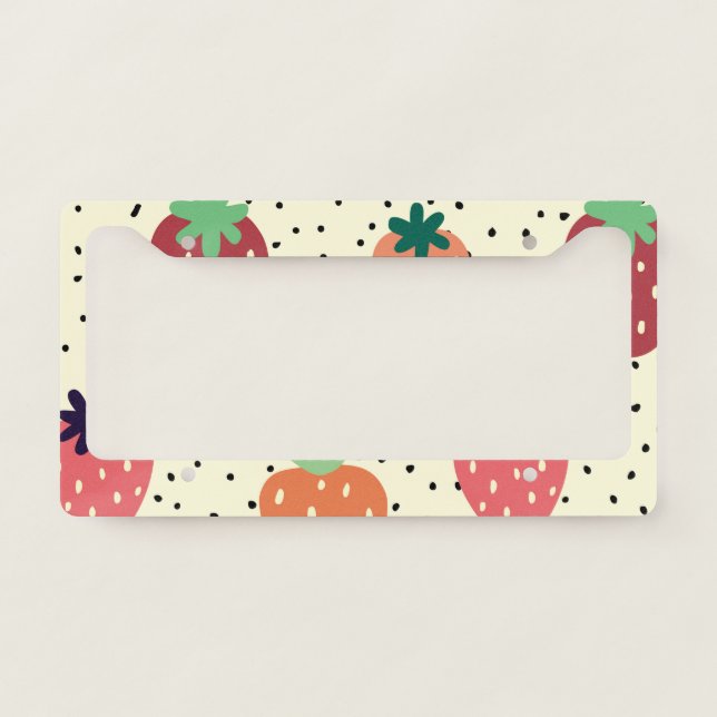 Strawberries License Plate Frame (Front)