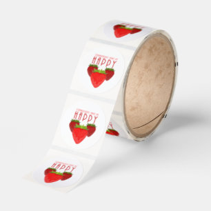Strawberries Make Me Happy Cute Strawberry Kawaii  Classic Round Sticker