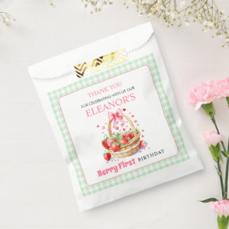 Strawberries mint Berry First Birthday Thank You Favor Bag