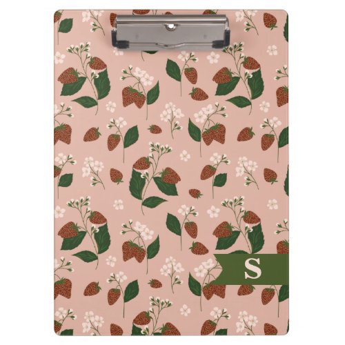 Strawberries Monogram Pattern Clipboard