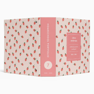 Strawberries Name School or Homeschool Portfolio 3 Ring Binder