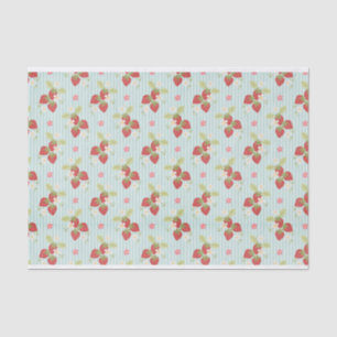 Strawberries on a Light Blue Background Pattern Tissue Paper