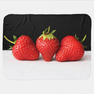 Strawberries On Black Over White bbi Baby Blanket