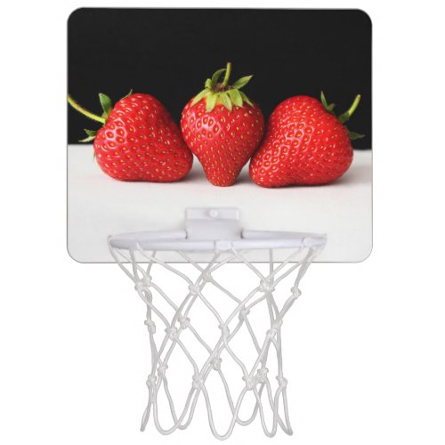 Strawberries On Black Over White bgcna Mini Basketball Hoop