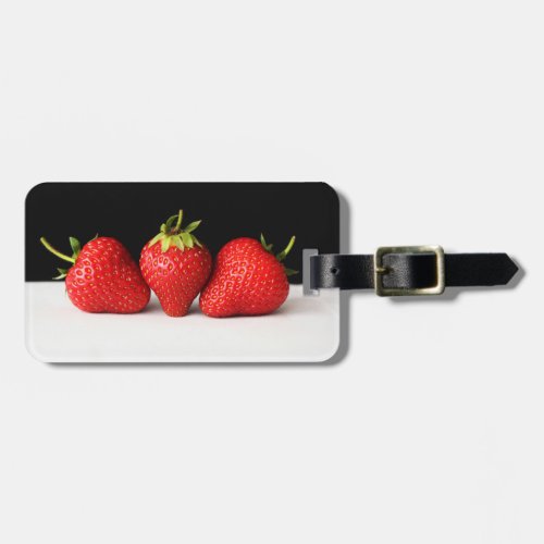 Strawberries on Black Over White cd ltcnm Luggage Tag