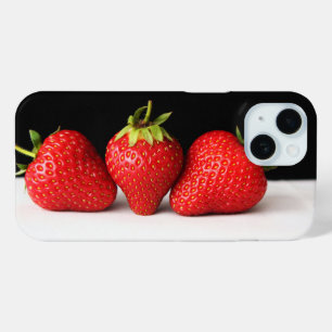 Strawberries On Black Over White iphm iPhone 15 Case