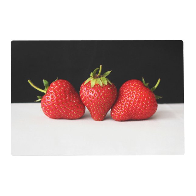 Strawberries On Black Over White pmcnm Placemat (Front)