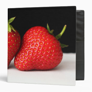 Strawberries On Black Over White rbcna 3 Ring Binder