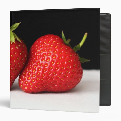 Strawberries On Black Over White rbcnm 3 Ring Binder