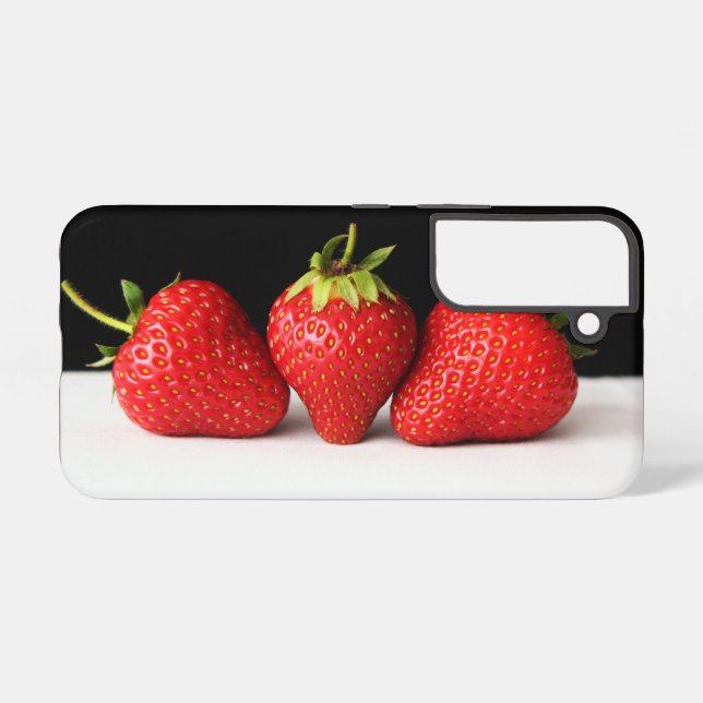 Strawberries On Black Over White sgcnm Samsung Galaxy Case (Back Horizontal)