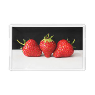 Strawberries On Black Over White stacna Acrylic Tray