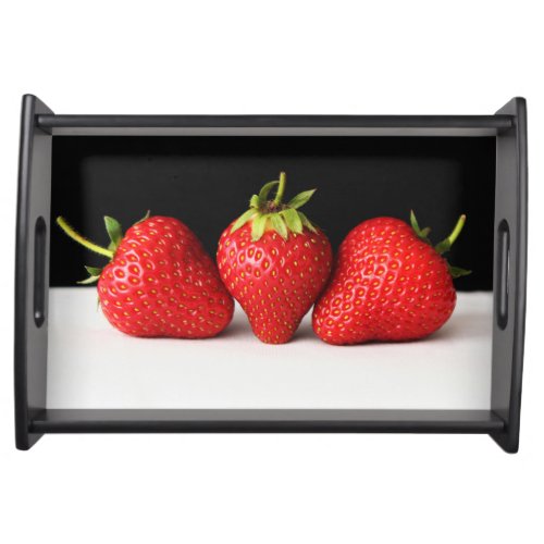 Strawberries On Black Over White stwcna Serving Tray