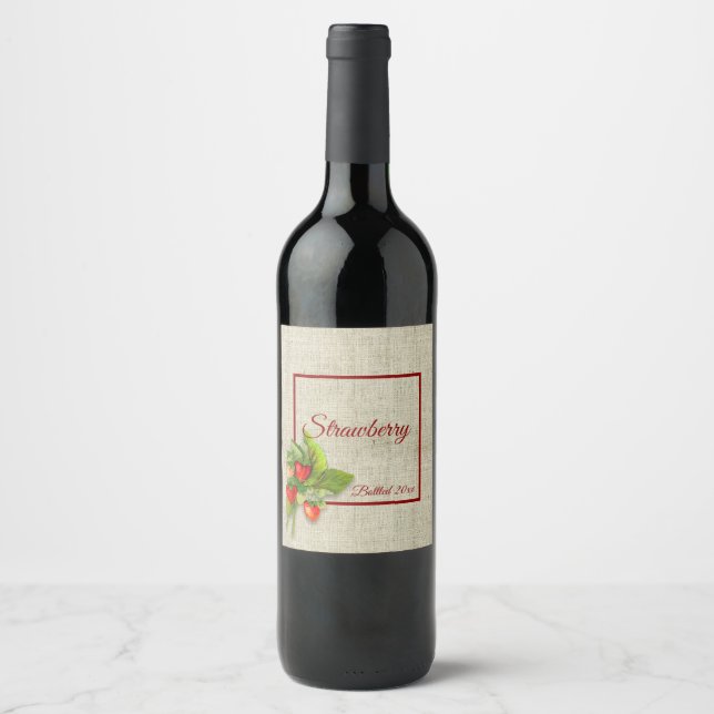 Strawberries on Burlap Wine Label (Front)