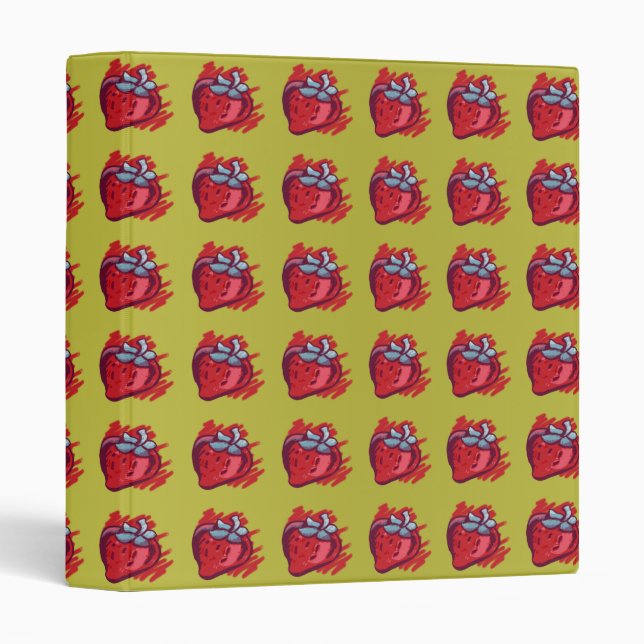 Strawberries On Gold Craft Items 3 Ring Binder (Front/Spine)