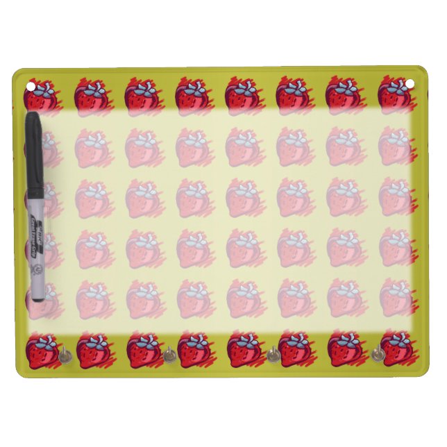 Strawberries On Gold Craft Items Dry Erase Board With Keychain Holder (Front)