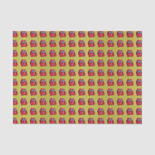 Strawberries On Gold Craft Items Tissue Paper (Front)