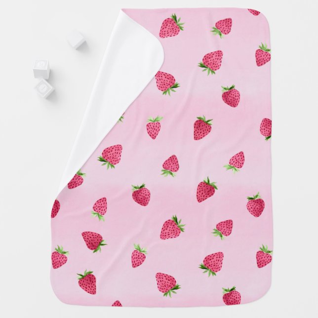 Strawberries on Pink Baby Blanket (In Situ)