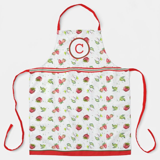 Strawberries On Splatter Monogrammed Apron (Front)