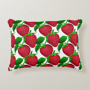 Strawberries on White Background Pattern Accent Pillow