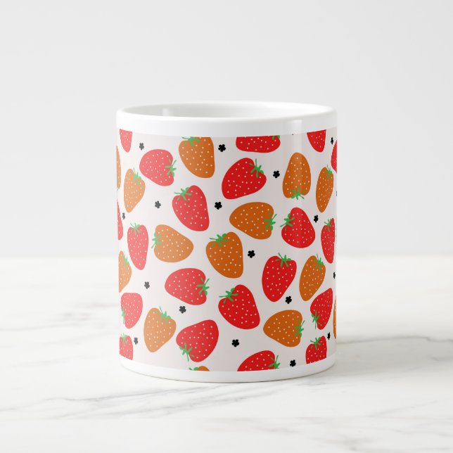 Strawberries on white giant coffee mug (Front)