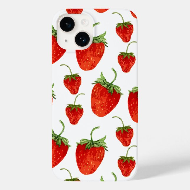 Strawberries on White iPhone Case (Back)