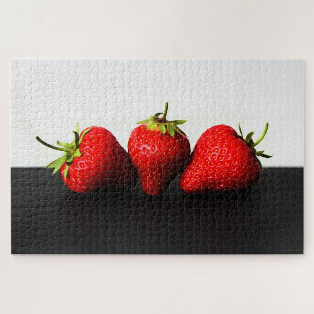 Strawberries On White Over Black 20x30 1014pc jpm Jigsaw Puzzle (Horizontal)