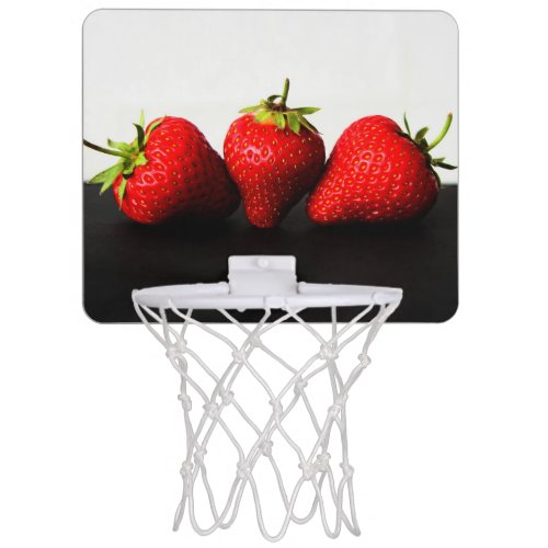 Strawberries On White Over Black bgcna Mini Basketball Hoop