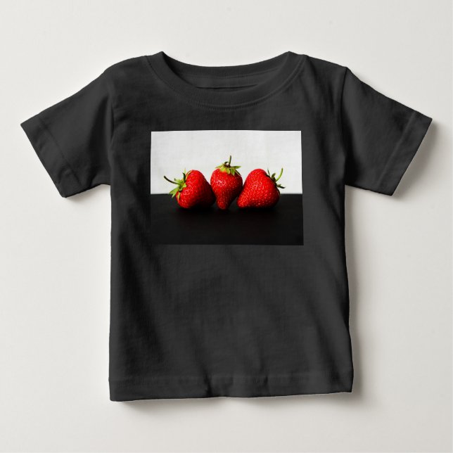 Strawberries On White Over Black icm Baby T-Shirt (Front)