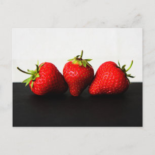 Strawberries On White Over Black pc arc3 Postcard