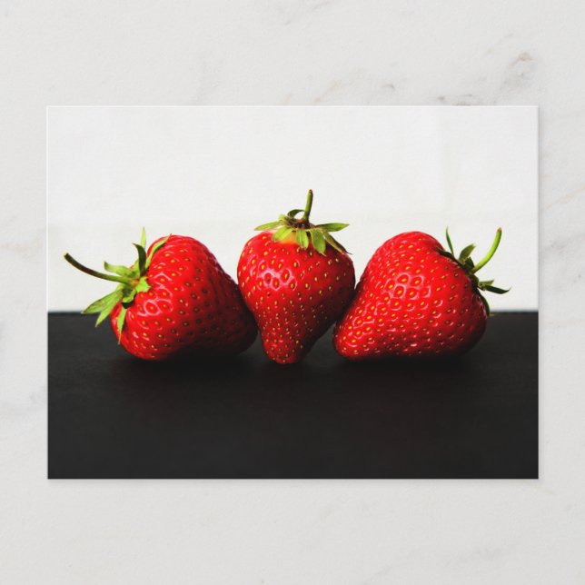 Strawberries On White Over Black pc arc3 Postcard (Front)