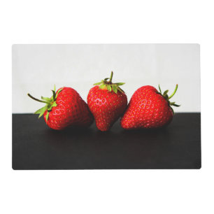 Strawberries On White Over Black pmcna Placemat