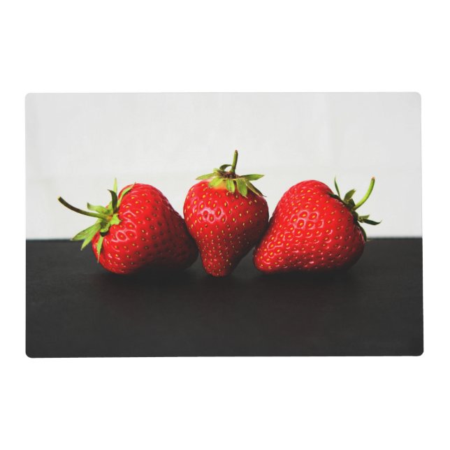 Strawberries On White Over Black pmcna Placemat (Front)