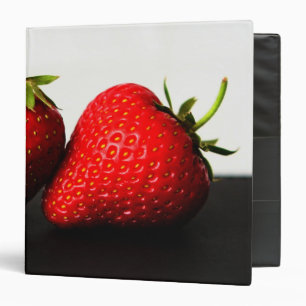Strawberries On White Over Black rbcnm 3 Ring Binder