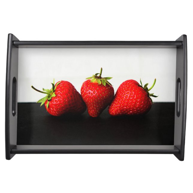 Strawberries On White Over Black stwcnm Serving Tray (Front)