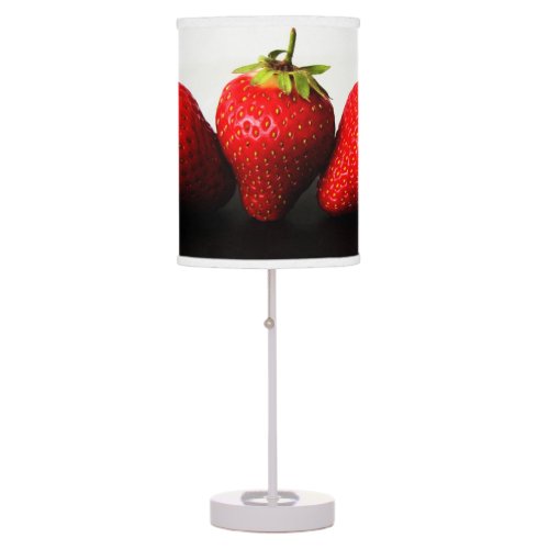 Strawberries On White Over Black tlcnm Table Lamp