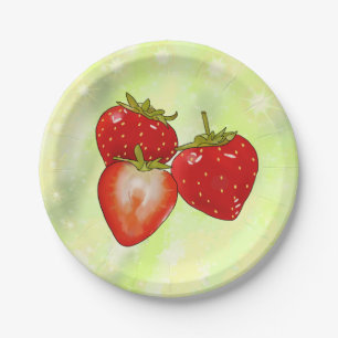 strawberries  paper plates