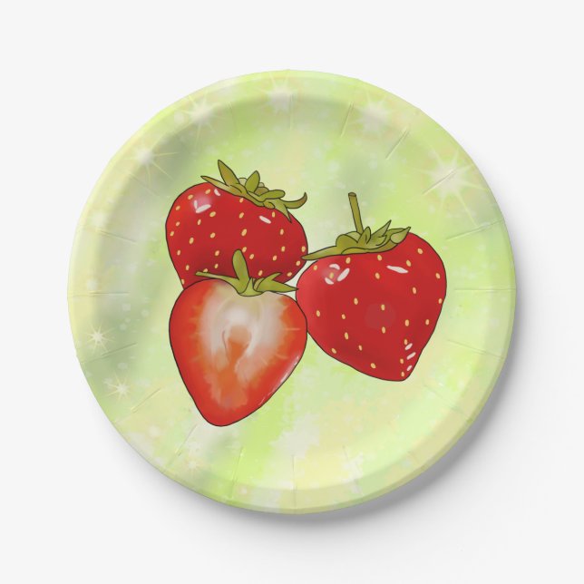 strawberries  paper plates (Front)