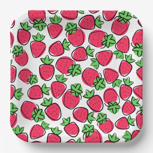 Strawberries  paper plates (Front)