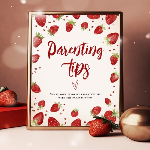 Strawberries Parenting Tips 8x10 Table Sign