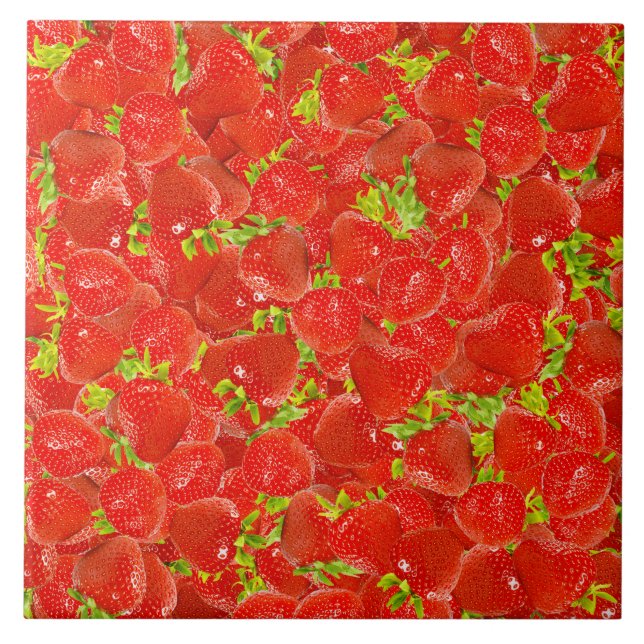 Strawberries Pattern Ceramic Tile (Front)