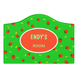 Strawberries pattern door sign