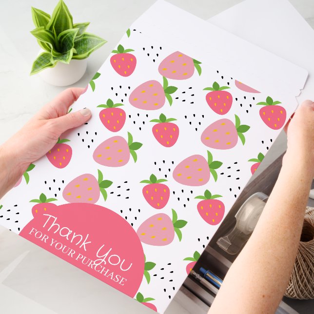 Strawberries Pattern Thank You Business Envelope Mailers (Desk)