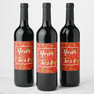 Strawberries Pattern Wine Label