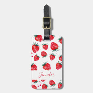 Strawberries personalised luggage tag